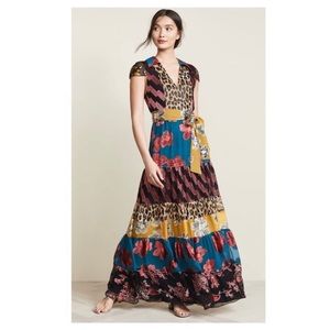 Alice and Olivia Sz 8 Della Multi Print Maxi Patchwork Dress